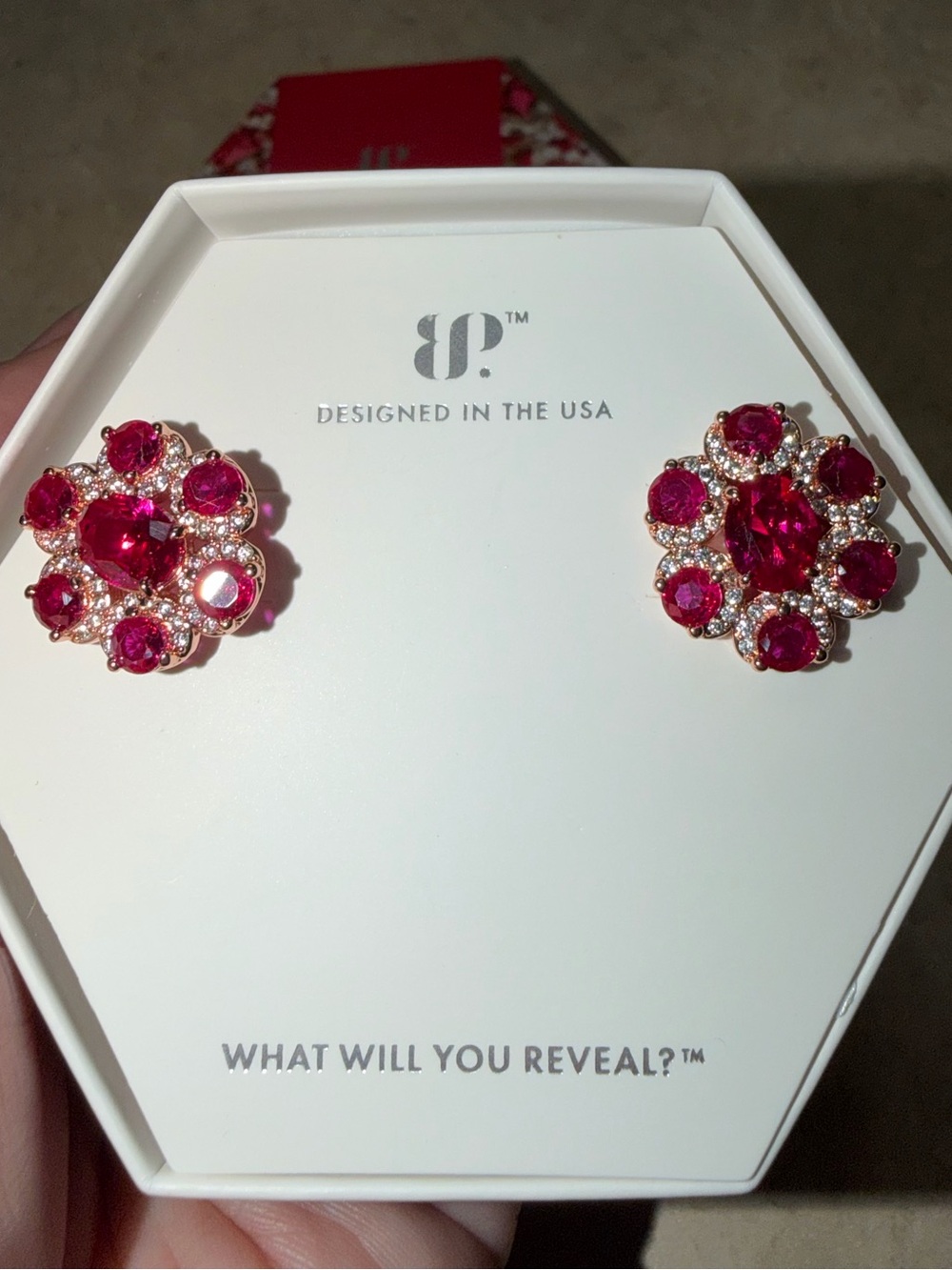 Bomb Party July Earrings-Forever In Bloom Ruby on Rose Gold ER81313 - Picture 4 of 5